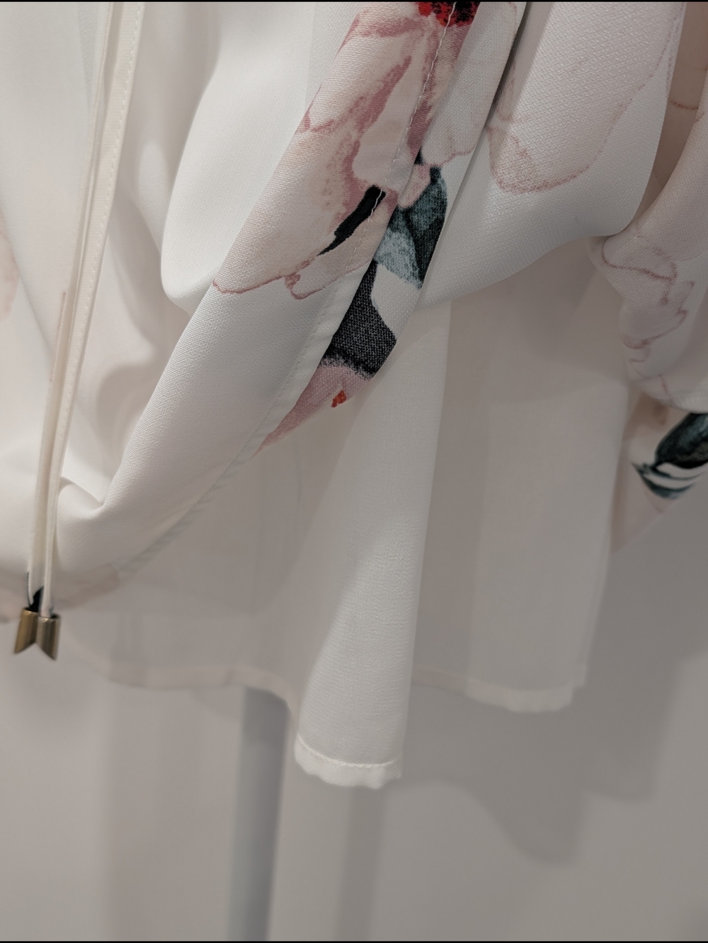 Dynamite Floral Off-Shoulder Tie-Waist Long Sleeve Dress in White and Pink - Picture 7 of 10